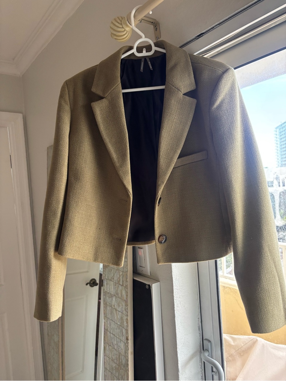 Anthropologie Olive Cropped Blazer